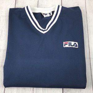 Vintage 90's FILA Unisex Logo Embroidered Mesh Short Sleeve Borg Tennis Shirt